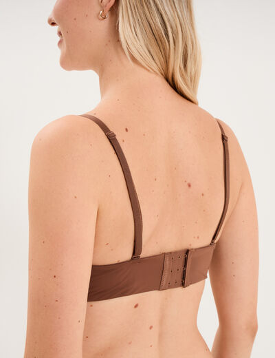 Soutien-gorge bandeau microfibre marron femme