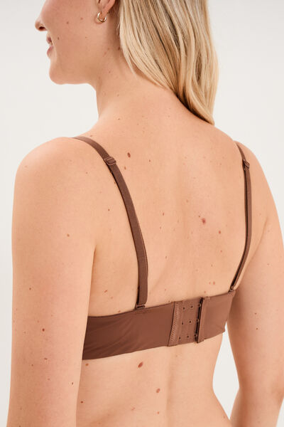 Soutien-gorge bandeau microfibre marron femme
