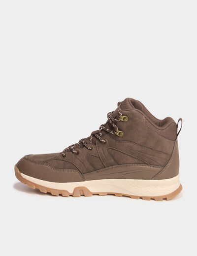 Baskets montantes &agrave; lacets marron clair homme
