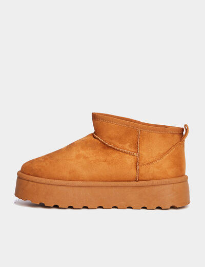Bottines compensées fourrées Creeks marron femme