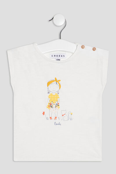 T-shirt manches courtes Creeks ivoire bébé fille