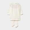 Ensemble robe-pull et collants blanc b&eacute;b&eacute; fille
