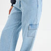 Jeans cargo large coton denim triple stone femme