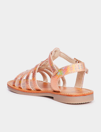 Sandales aspect croco brides irisées couleur argent fille