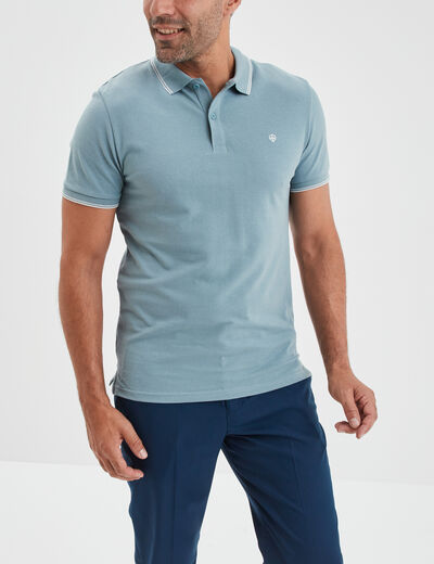 Polo manches courtes bords contrastés gris homme