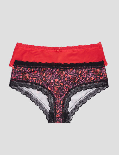 Lot 2 shortys microfibre noir femme