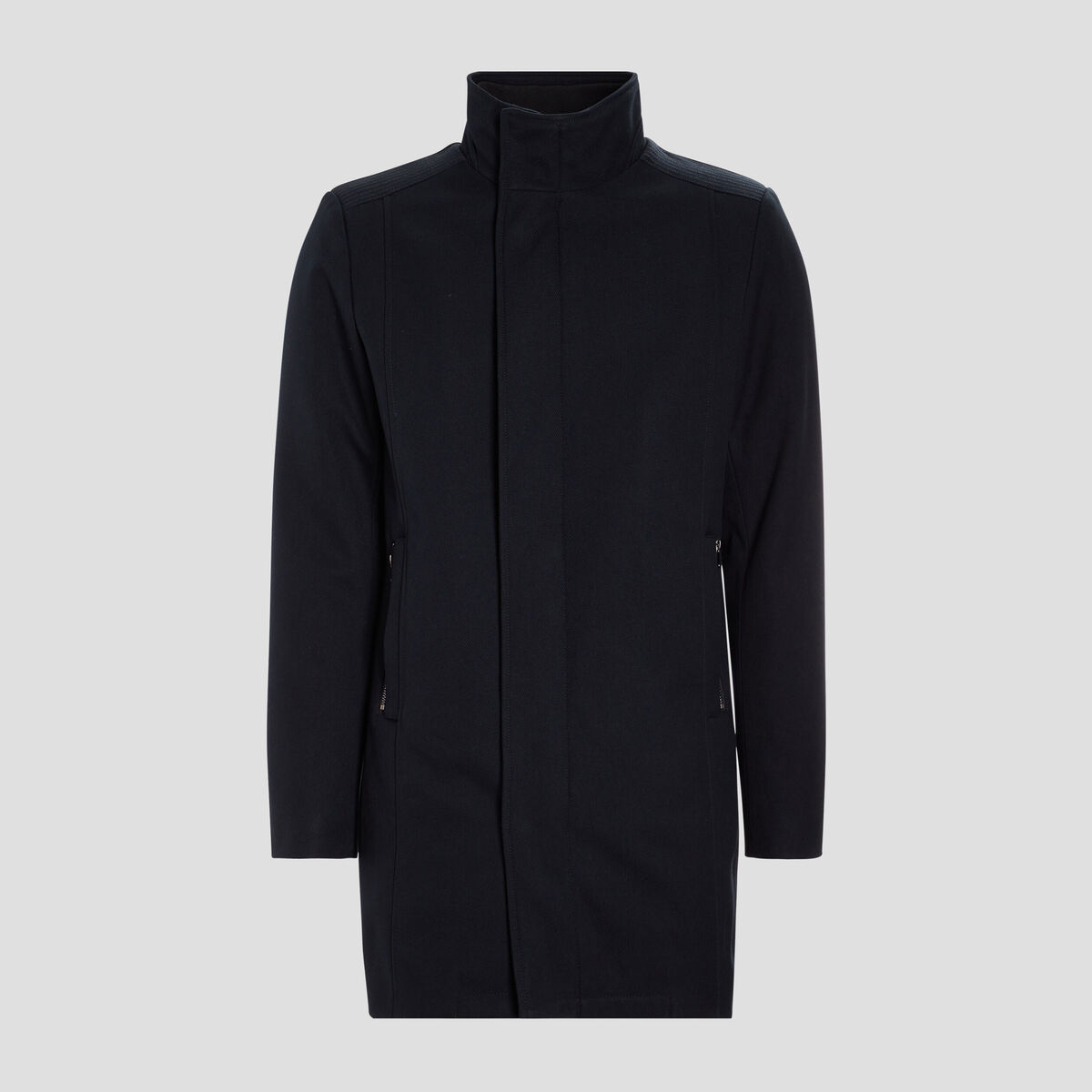 Manteau mi-long col montant bleu marine homme