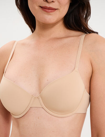 Soutien-gorge corbeille microfibre beige femme