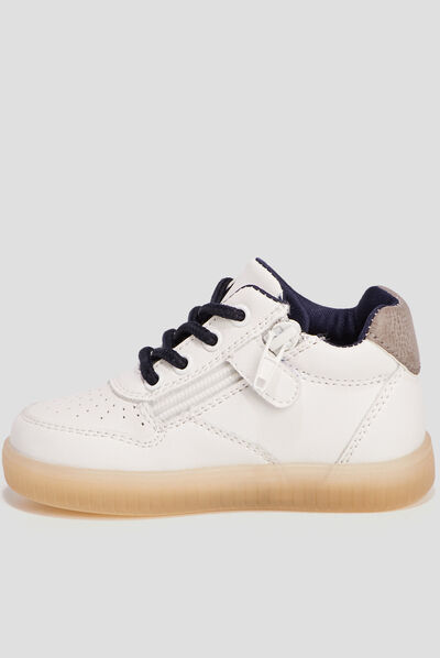Baskets montantes à lacets blanc bébé garçon