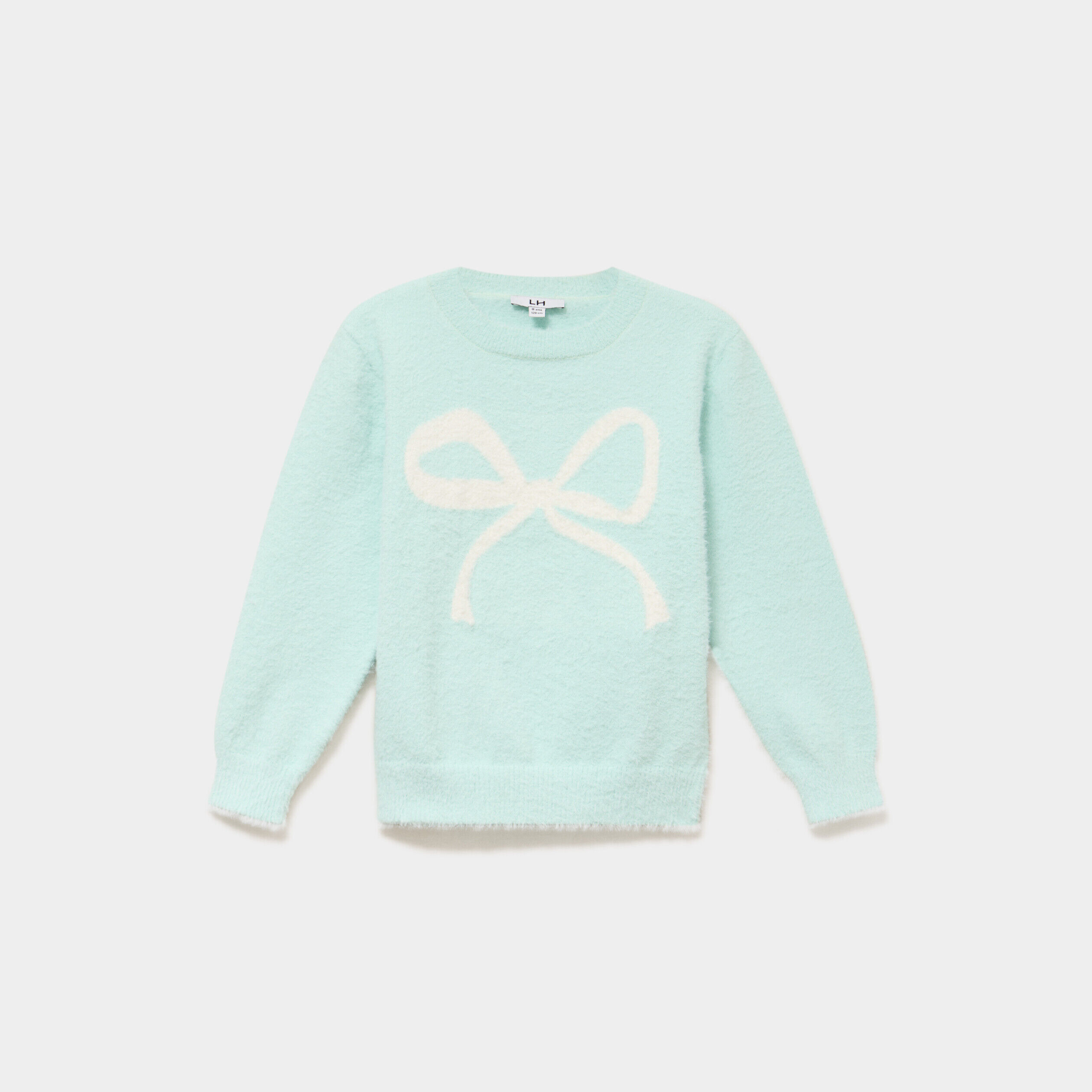 Pull effet duveteux manches longues bleu turquoise fille LH