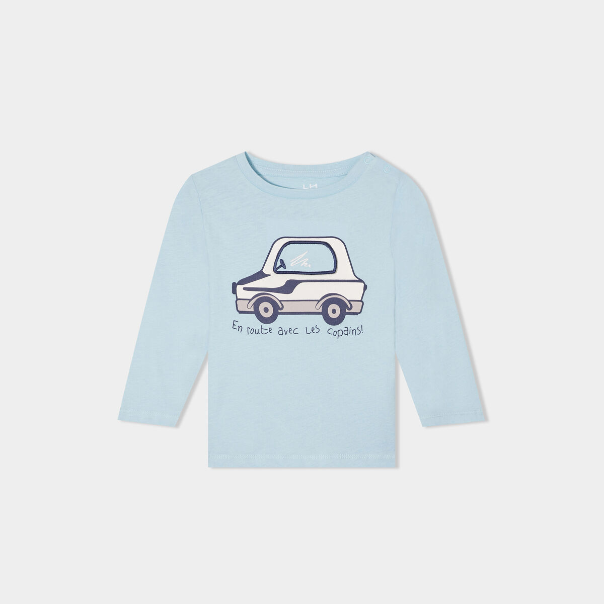 T-shirt manches longues coton bleu ciel bébé garçon