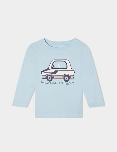 T-shirt manches longues coton bleu ciel bébé garçon