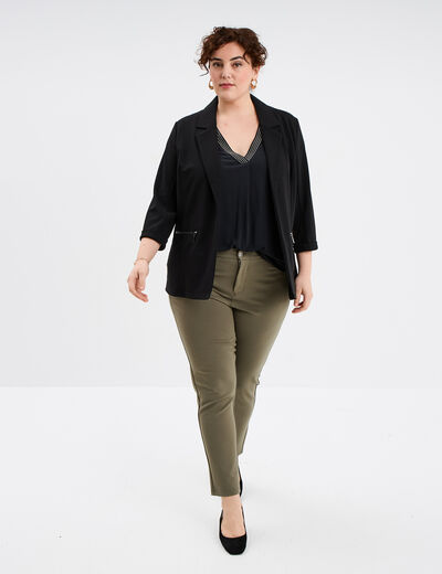 Pantalon skinny taille standard vert kaki femme grande taille