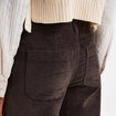 Pantalon effet velours flare 7/8&egrave;me marron fonc&eacute; femme