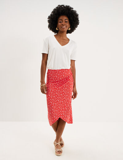 Jupe longue portefeuille rouge coquelicot femme