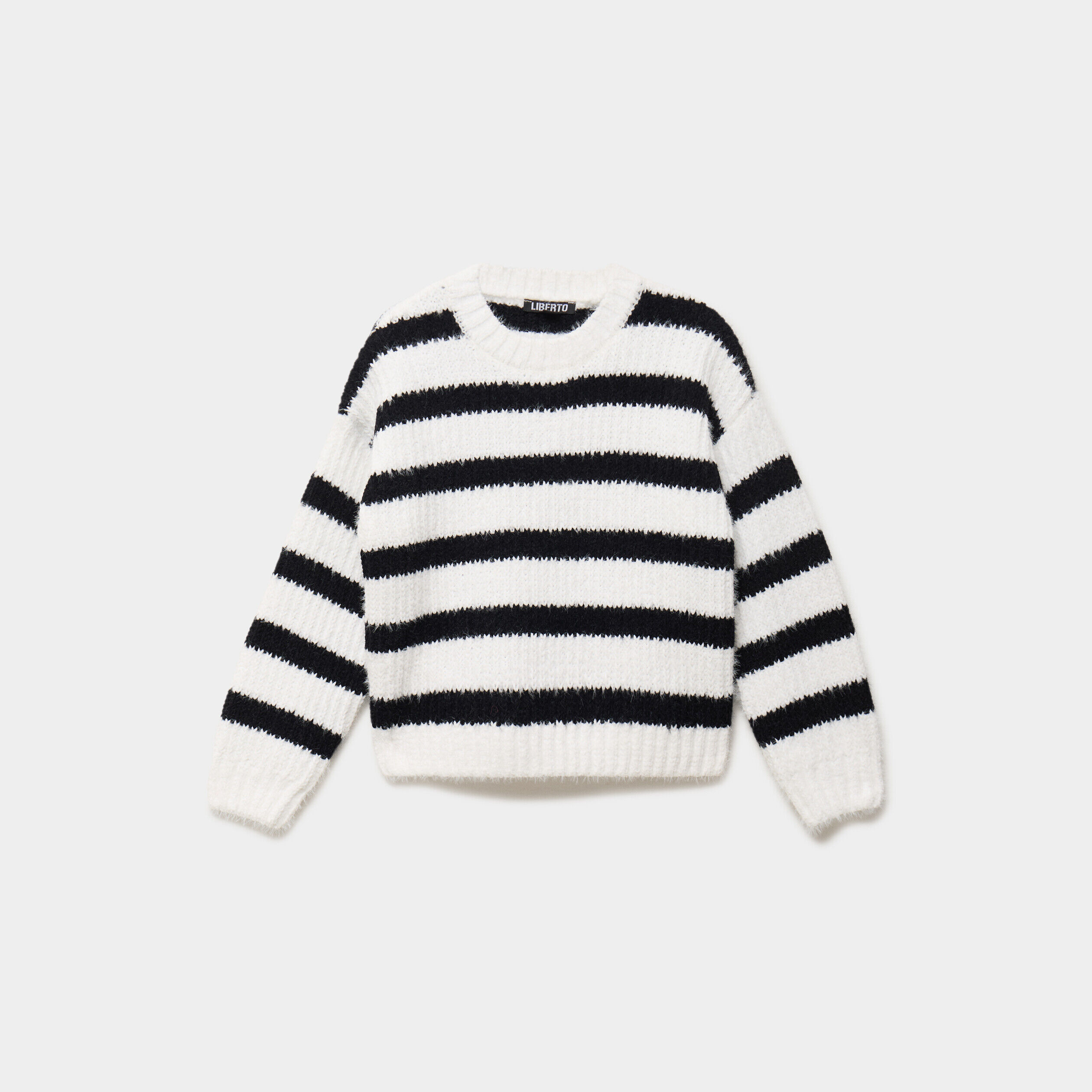 Pull col rond manches longues relax noir fille LIBERTO