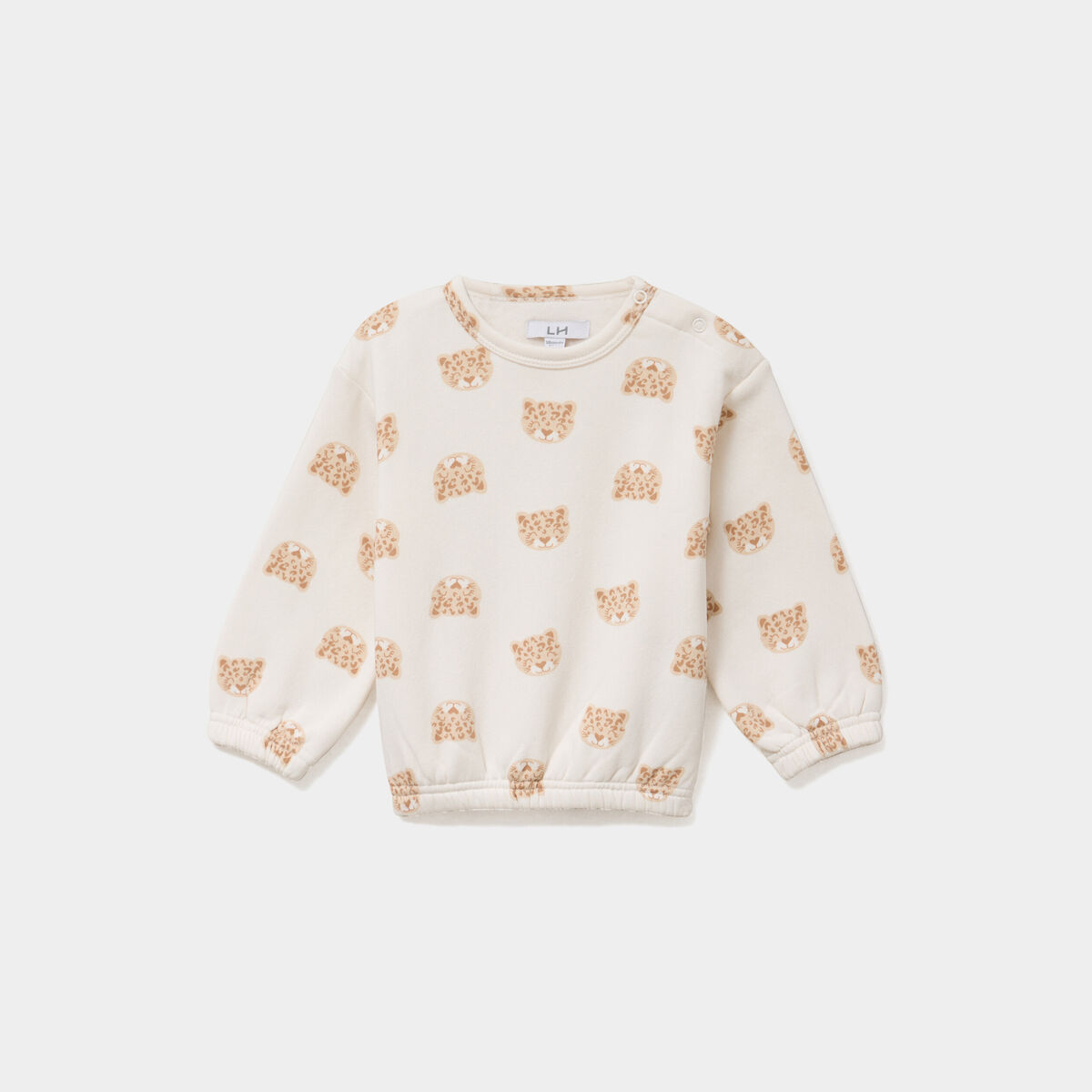 Sweat molletonn&eacute; manches longues ecru b&eacute;b&eacute; fille