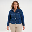 Veste courte en jean boutonn&eacute;e denim stone femme grande taille