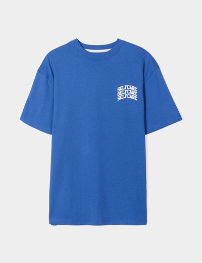 T-shirt oversize manches courtes coton bleu roi homme
