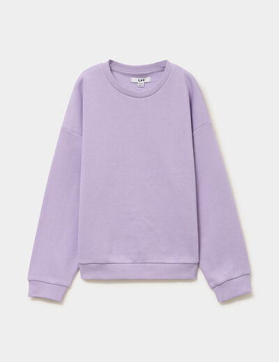 Sweat col rond manches longues mauve fille