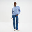 Pull col rond manches longues bleu ciel femme