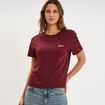 T-shirt col rond manches courtes violet fonc&eacute; femme