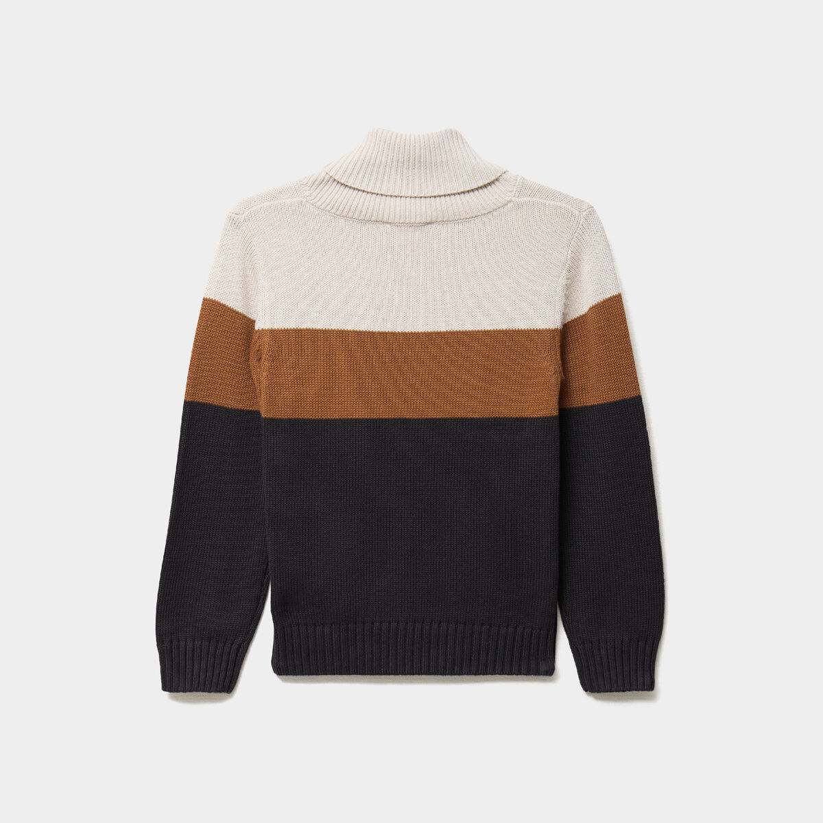 Pull col ch&acirc;le manches longues coton gris fonc&eacute; gar&ccedil;on
