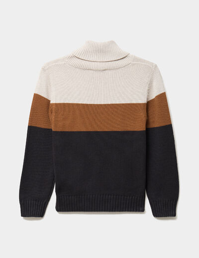 Pull col ch&acirc;le manches longues coton gris fonc&eacute; gar&ccedil;on