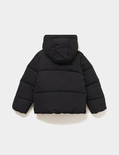Doudoune chaude &agrave; capuche noir fille