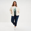 Veste effet polaire boutonn&eacute;e ecru femme grande taille