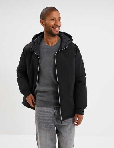 Blouson à capuche zippé noir homme