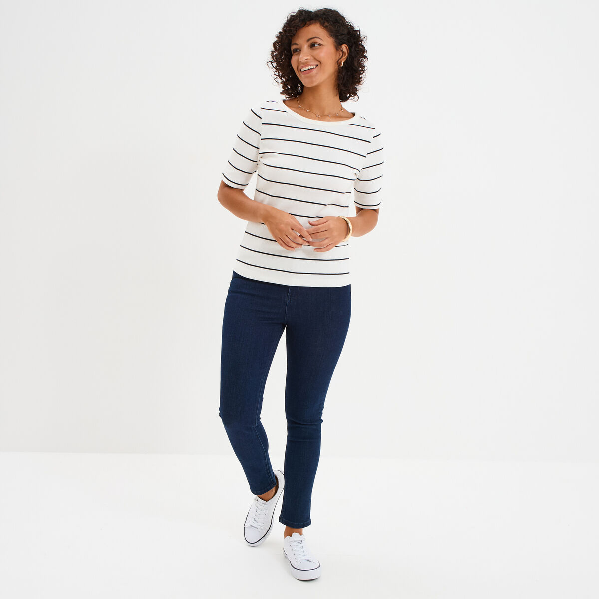 Jeans skinny taille haute cropped denim brut femme