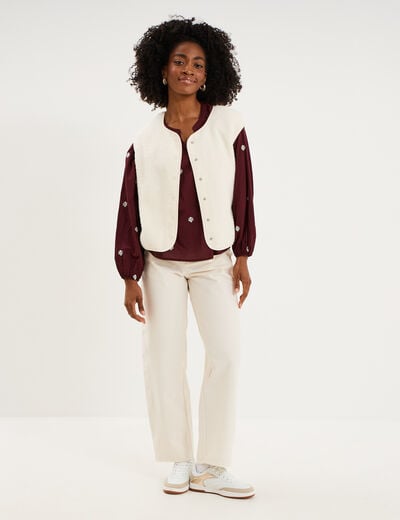 Pantalon ballon taille haute ecru femme