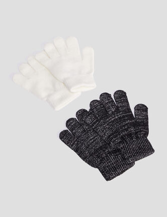 Lot 2 paires de gants noir fille