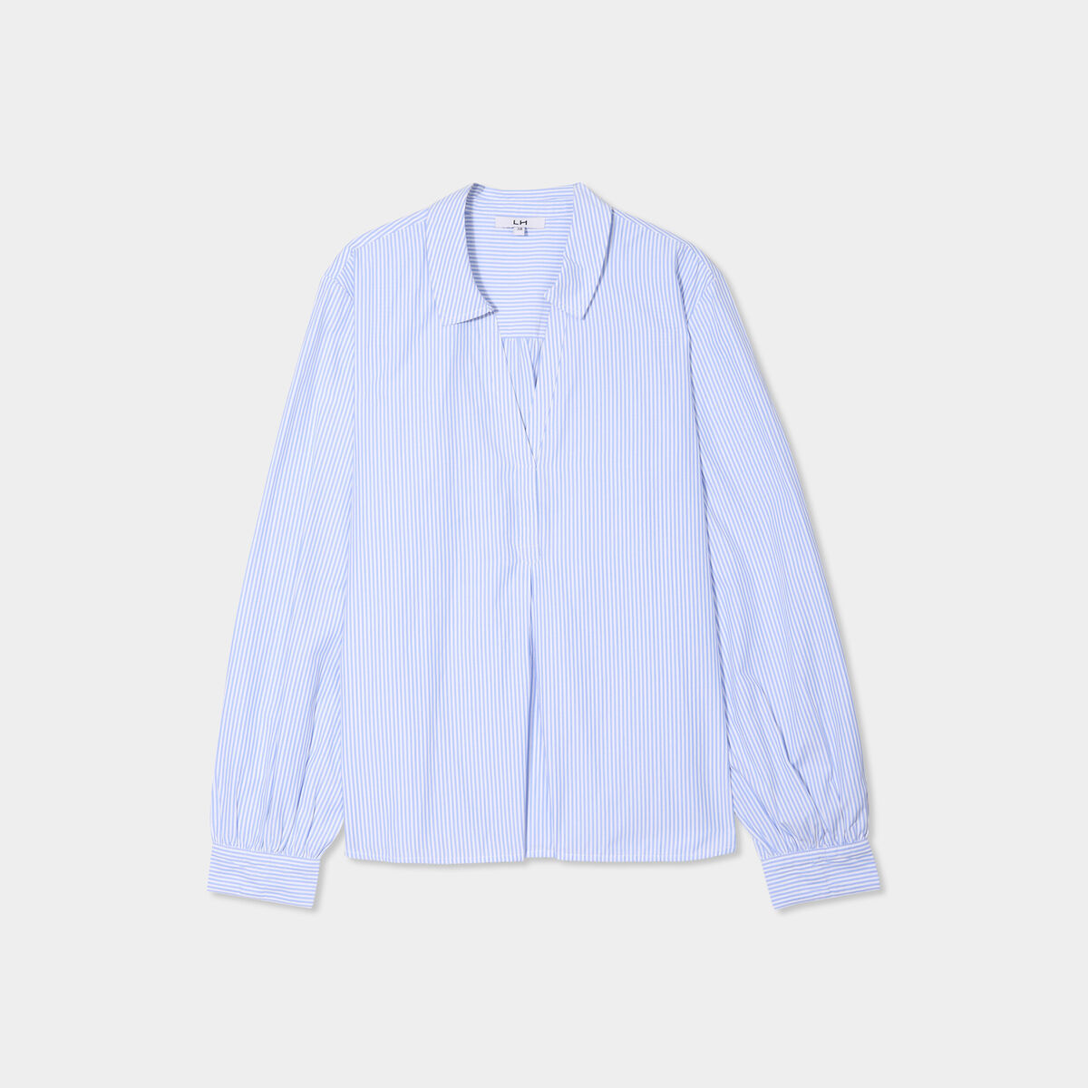 Blouse col polo en popeline blanc femme