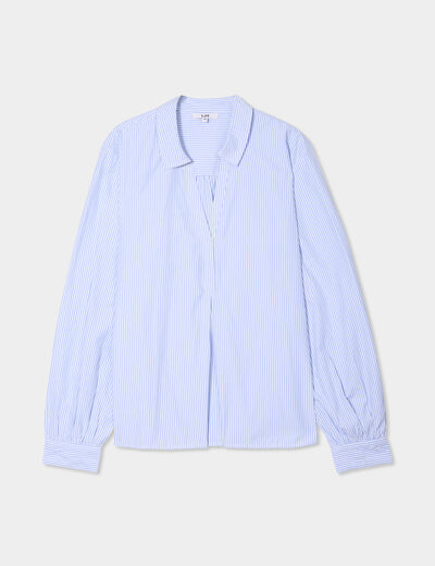 Blouse col polo en popeline blanc femme
