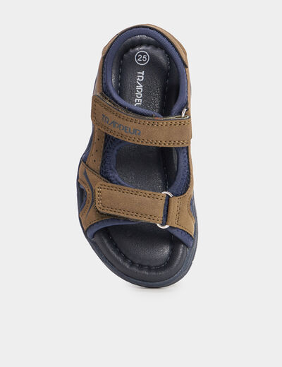 Sandales &agrave; scratchs Trappeur vert kaki gar&ccedil;on