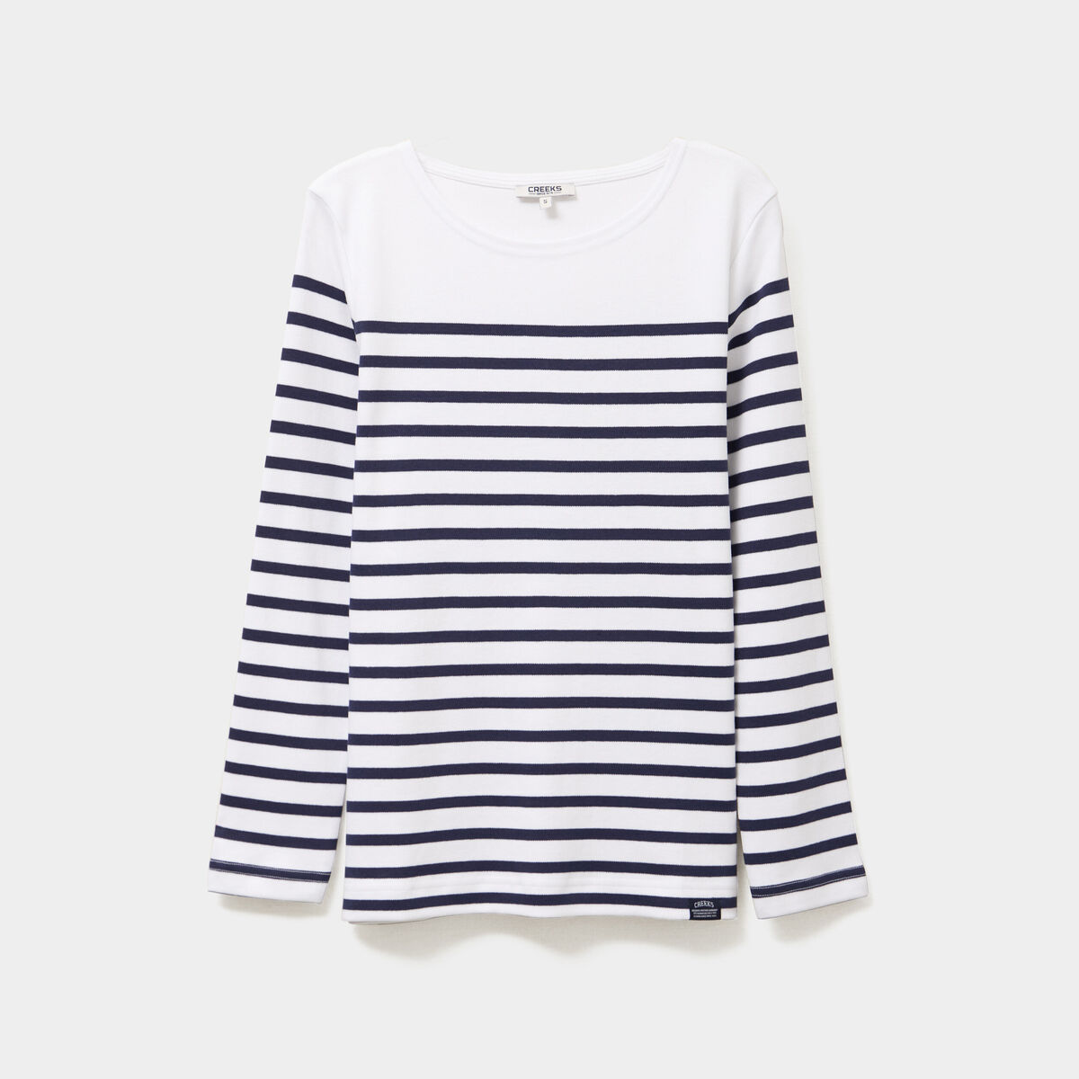 T-shirt manches longues col rond coton blanc femme