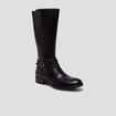 Bottes zippées en cuir avec brides noir fille