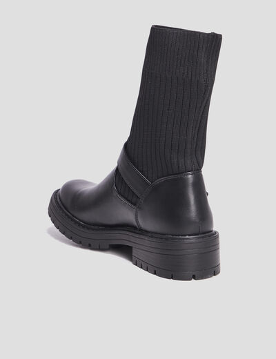 Bottines façon chaussettes avec boucle noir femme