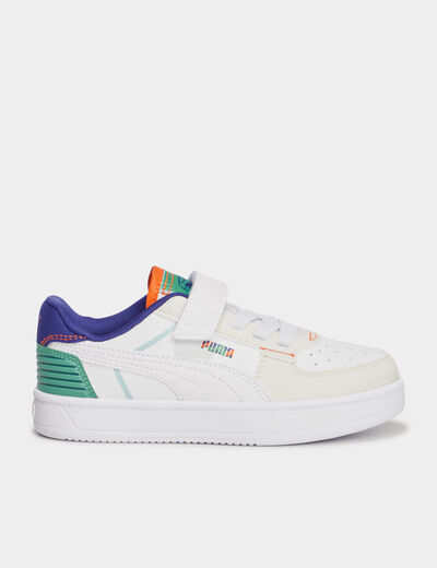Tennis basses à scratchs Puma Caven blanc garçon