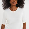 Pull manches courtes col rond blanc femme