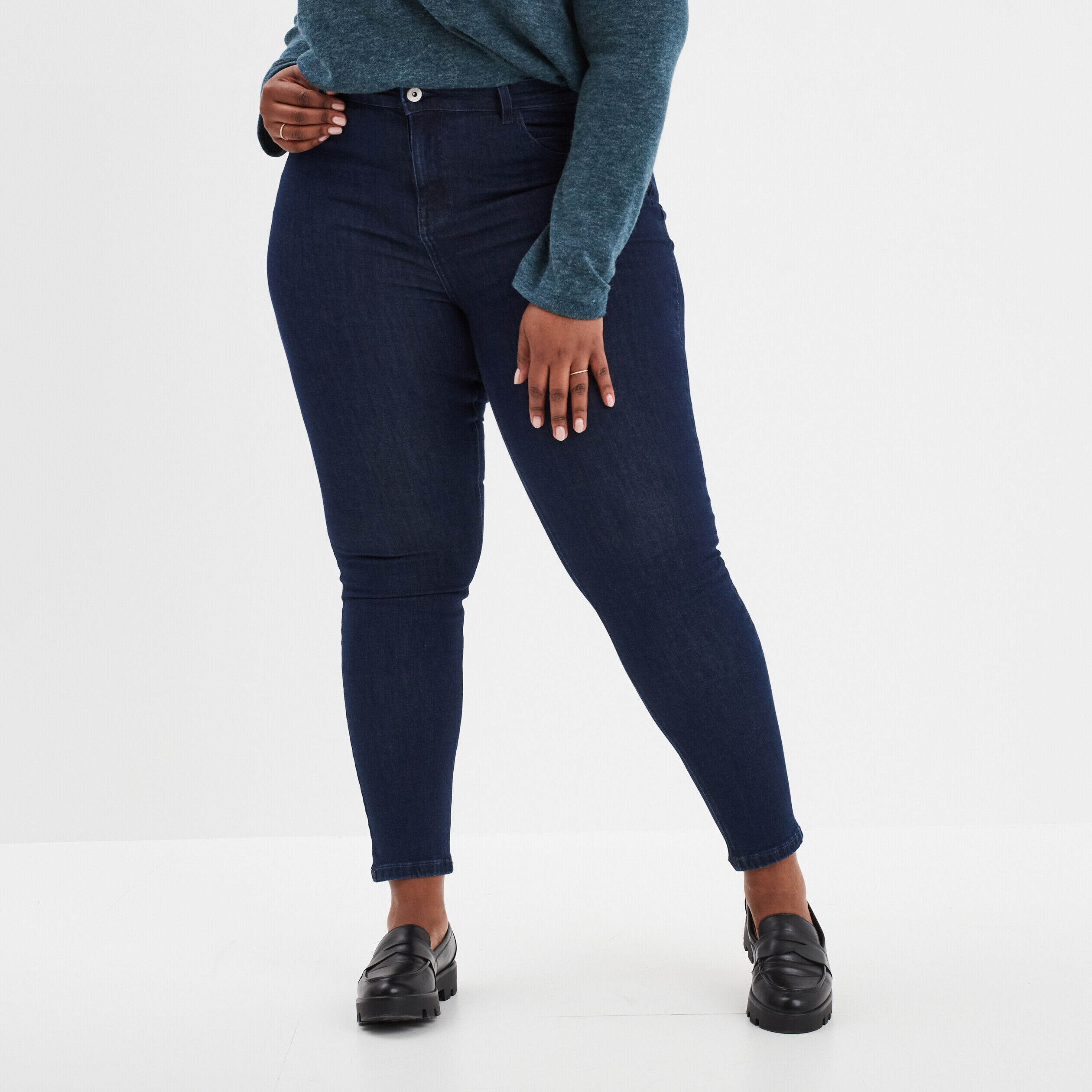 Jeans skinny 7/8ème à strass denim brut femme grande taille MODAVISTA