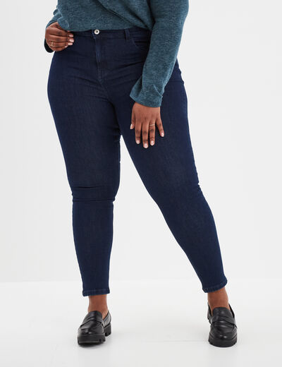 Jeans skinny 7/8ème à strass denim brut femme grande taille