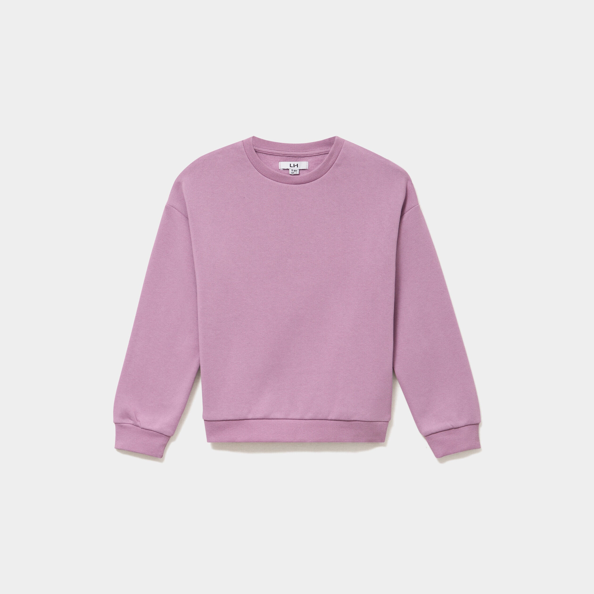 Sweat col rond manches longues mauve fille LH