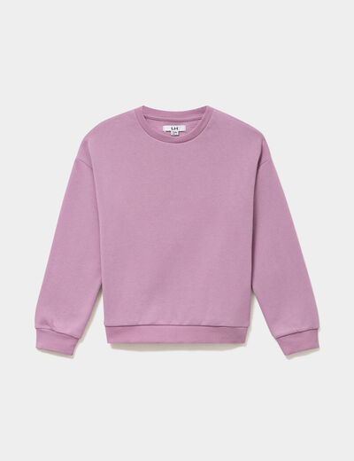 Sweat col rond manches longues mauve fille