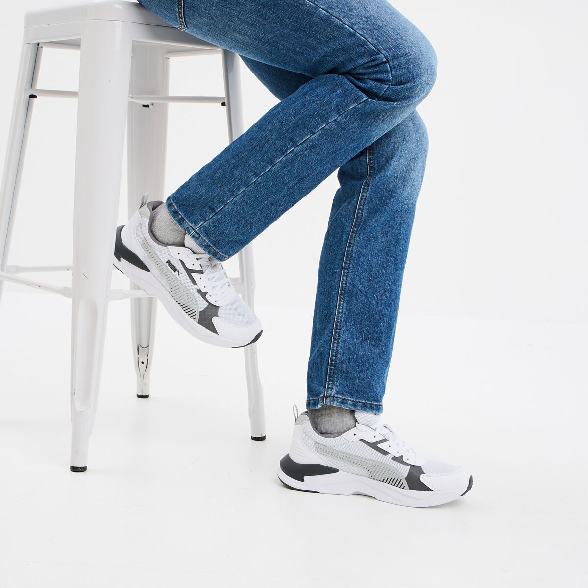 Baskets running &agrave; lacets Puma gris homme