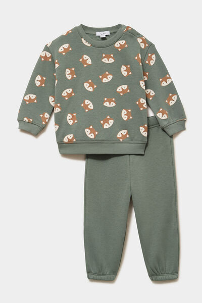 Ensemble 2 pi&egrave;ces sweat et pantalon vert kaki b&eacute;b&eacute; gar&ccedil;on