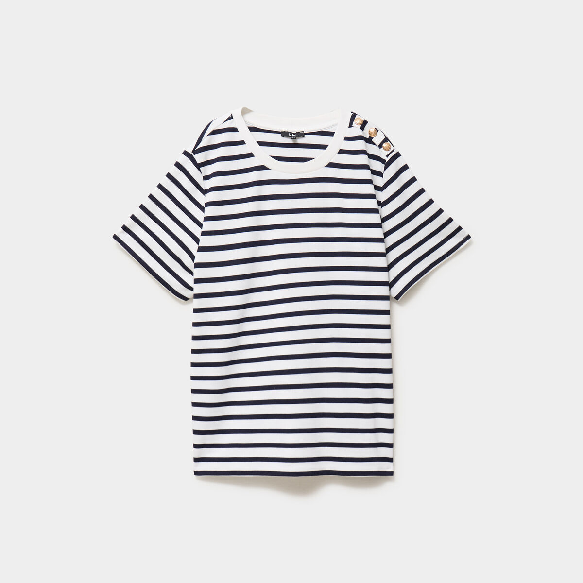 T-shirt manches courtes avec boutons ecru femme grande taille