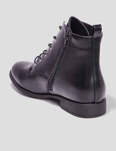 Bottines zippées à lacets noir femme